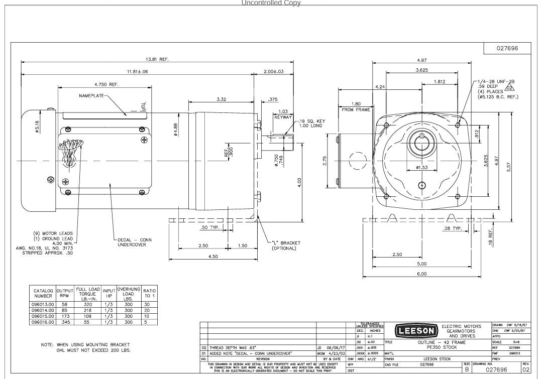 096013.00 Leeson Gearmotor