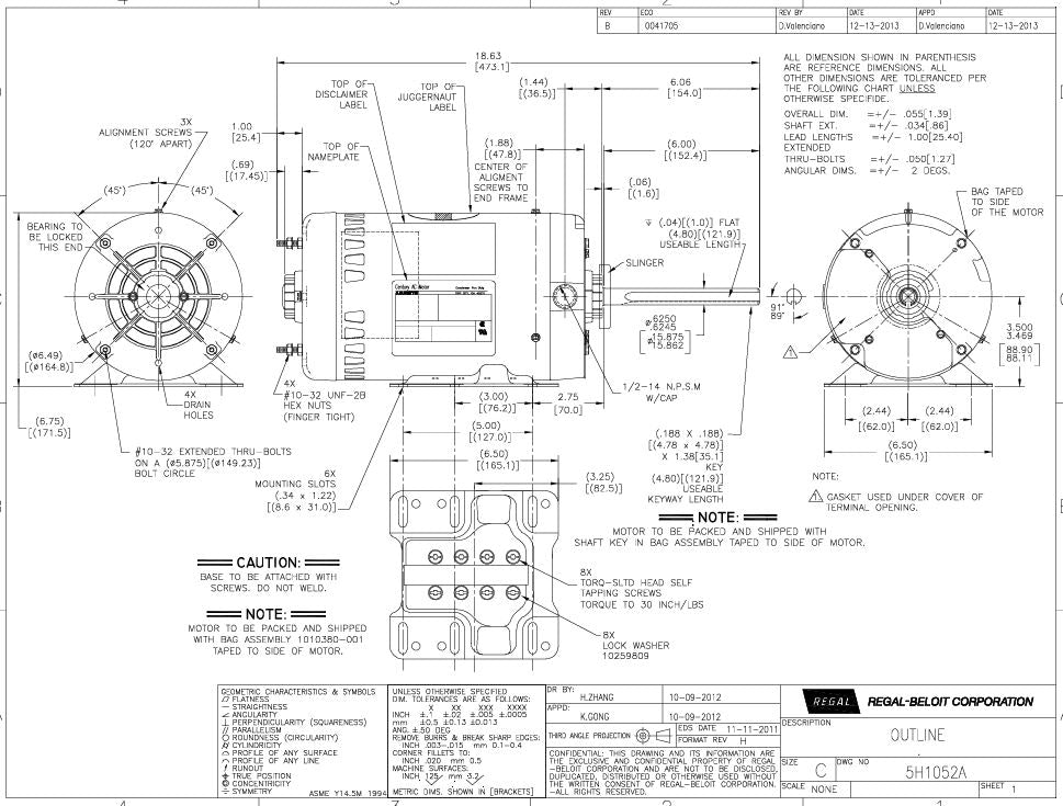 5H1052AV1 HVAC/R Motors, Condenser Fan Motors, Inverter Duty