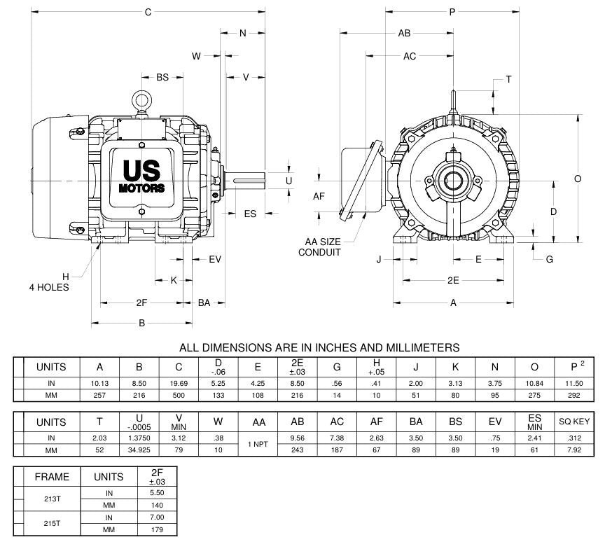 8D10P2G Three Phase Motor, World Motor 841 PLUS