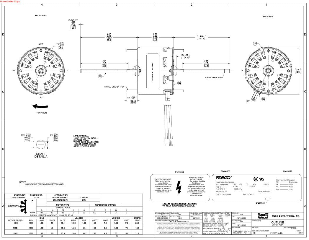 D128 HVAC/R Motors, Fan and Blower Motors