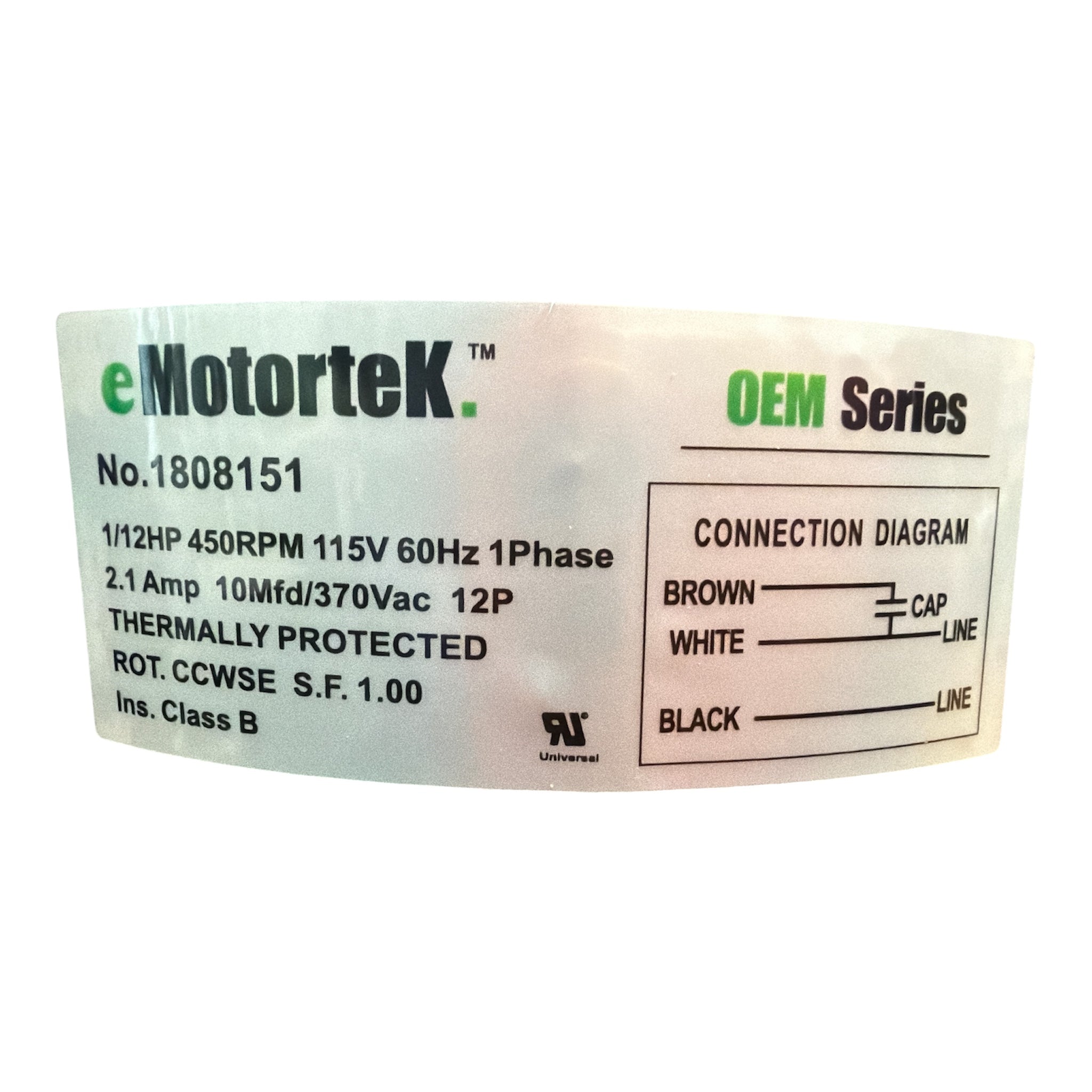 1808151 HVAC/R Motors, OEM Replacement Venmar 141290 E1608