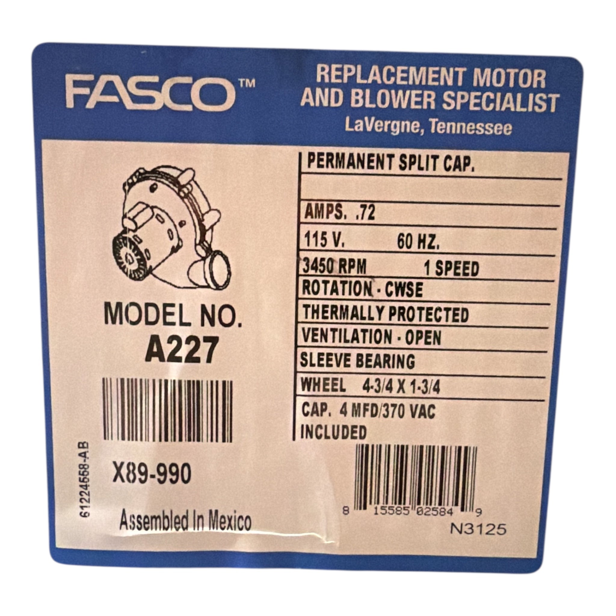 A227 Ventilateur à tirage induit