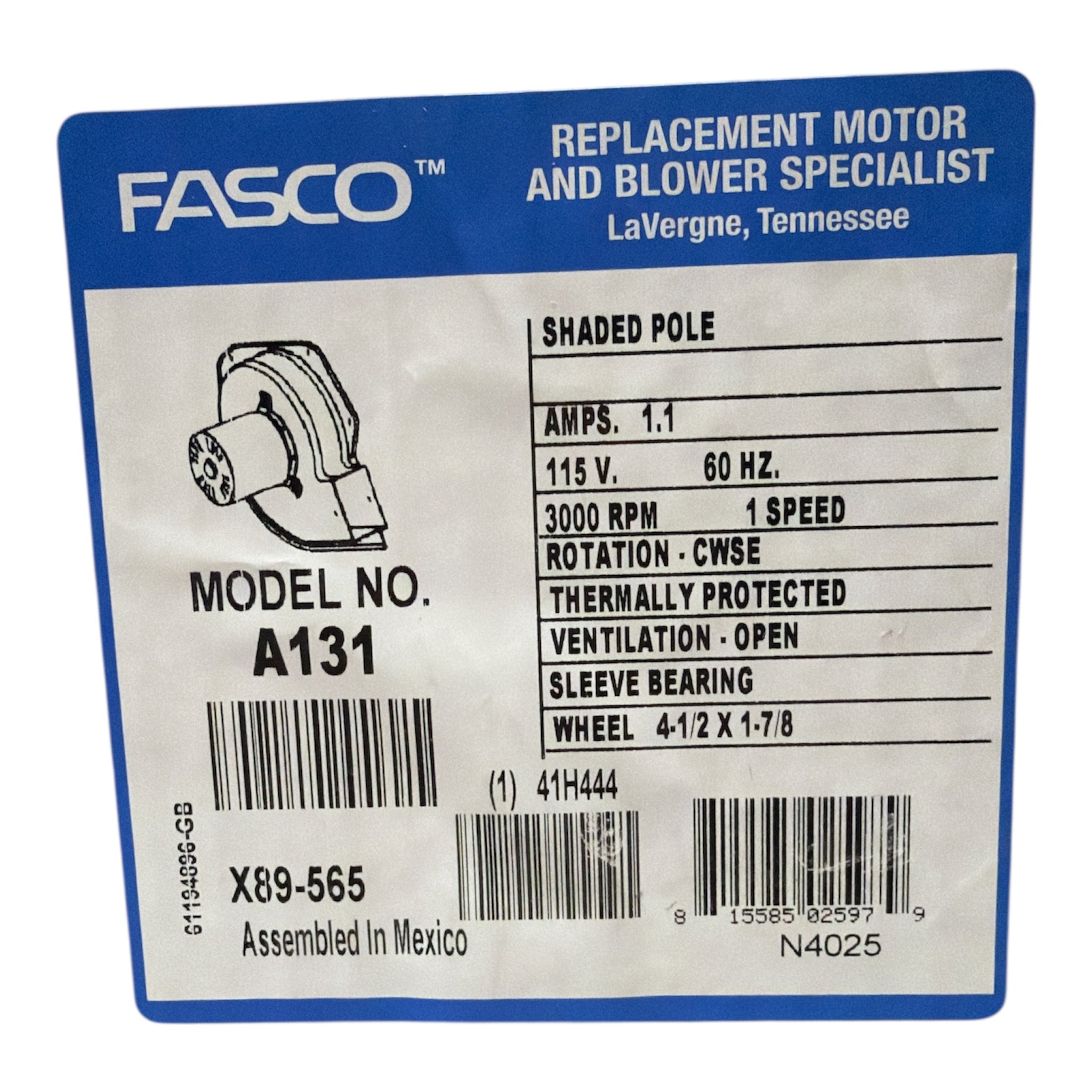 A131 Ventilateur à tirage induit