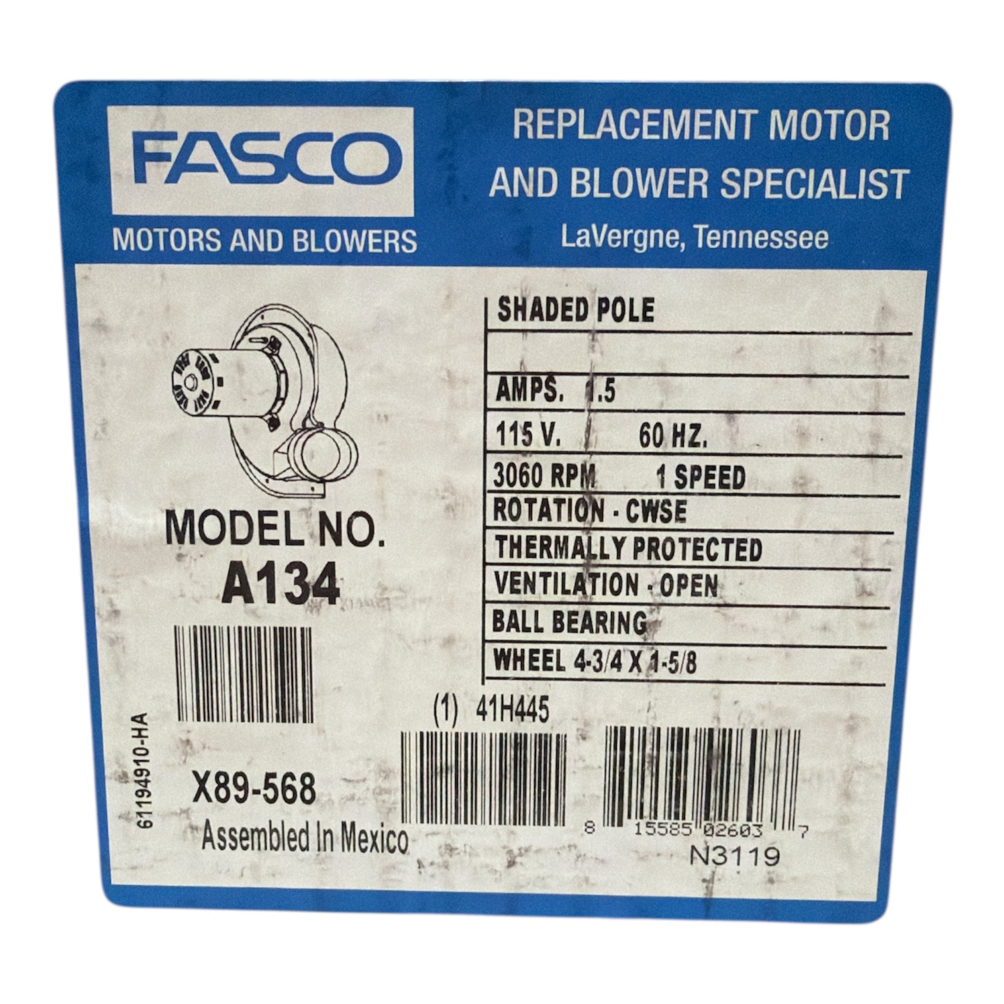 A134 Ventilateur à tirage induit