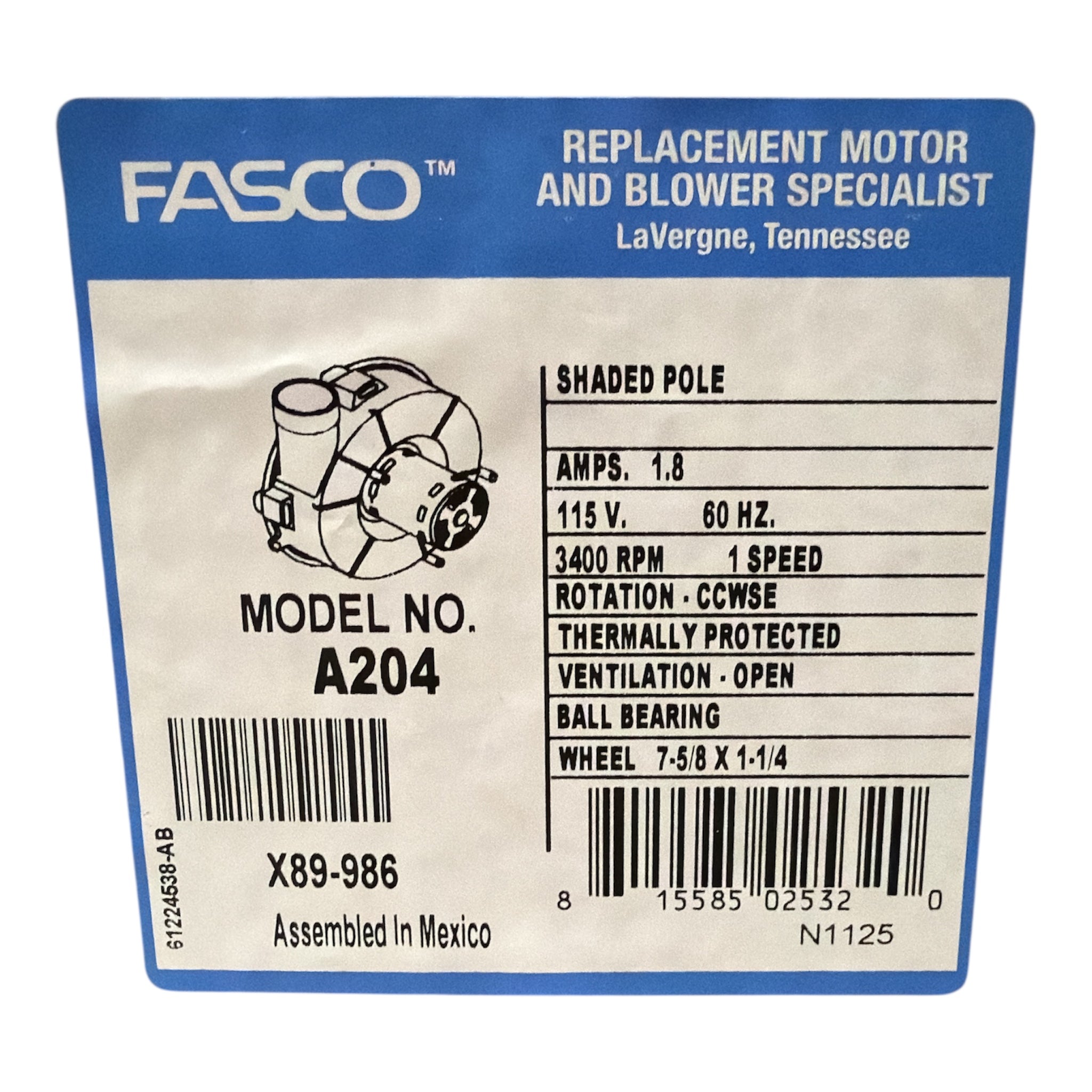 A204 Draft Inducer Blower