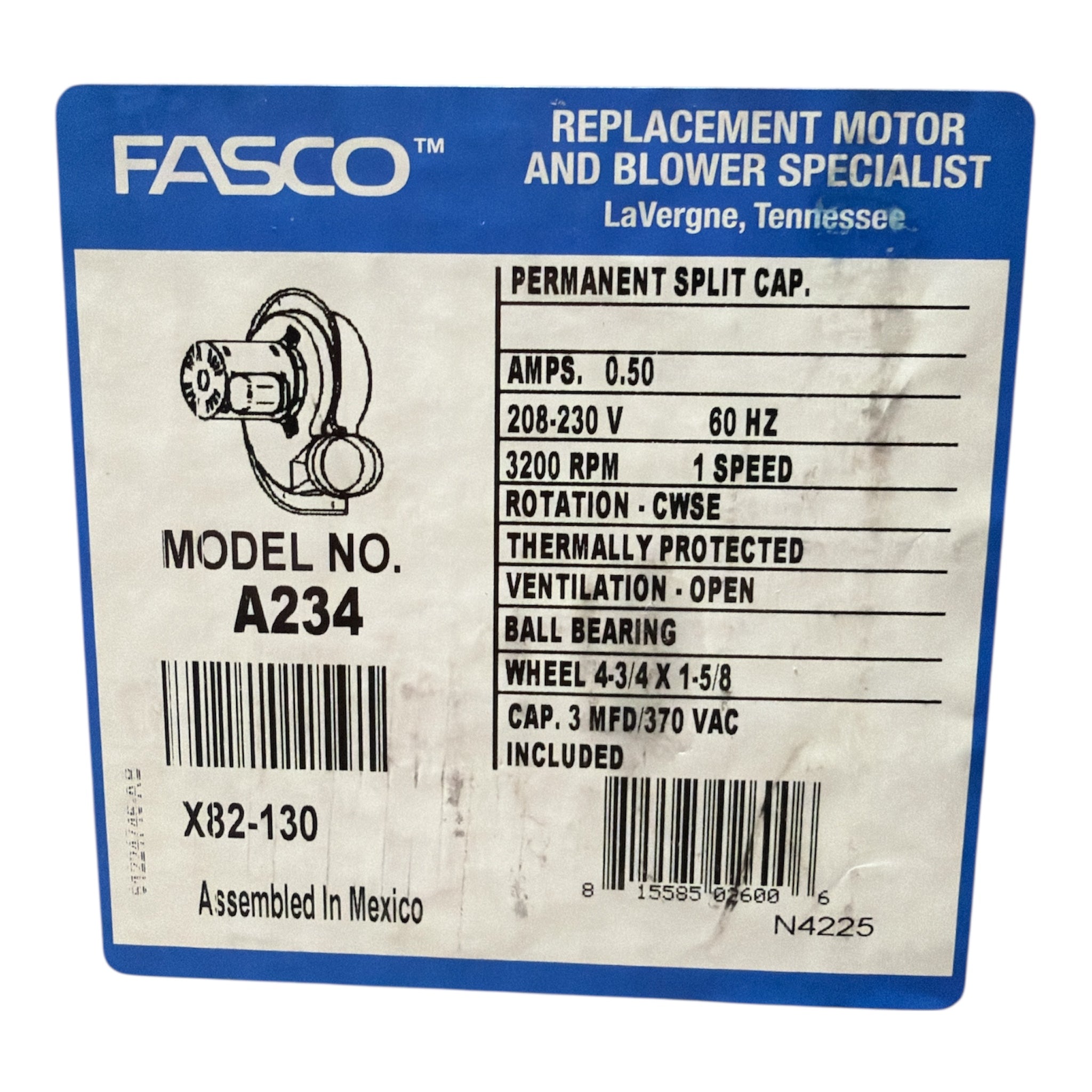 A234 Draft Inducer Blower, York 102529 7062-5267 7062-5155