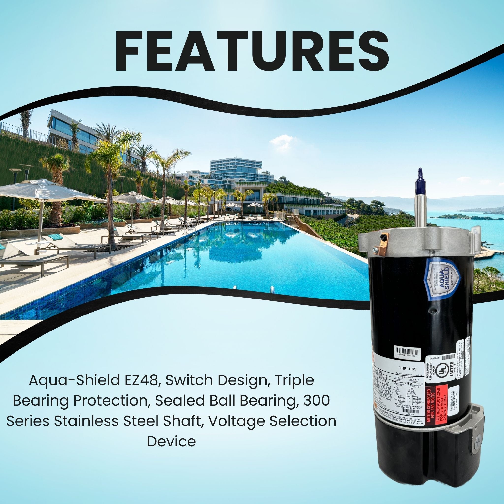 AST165, Moteurs pour piscines et spas