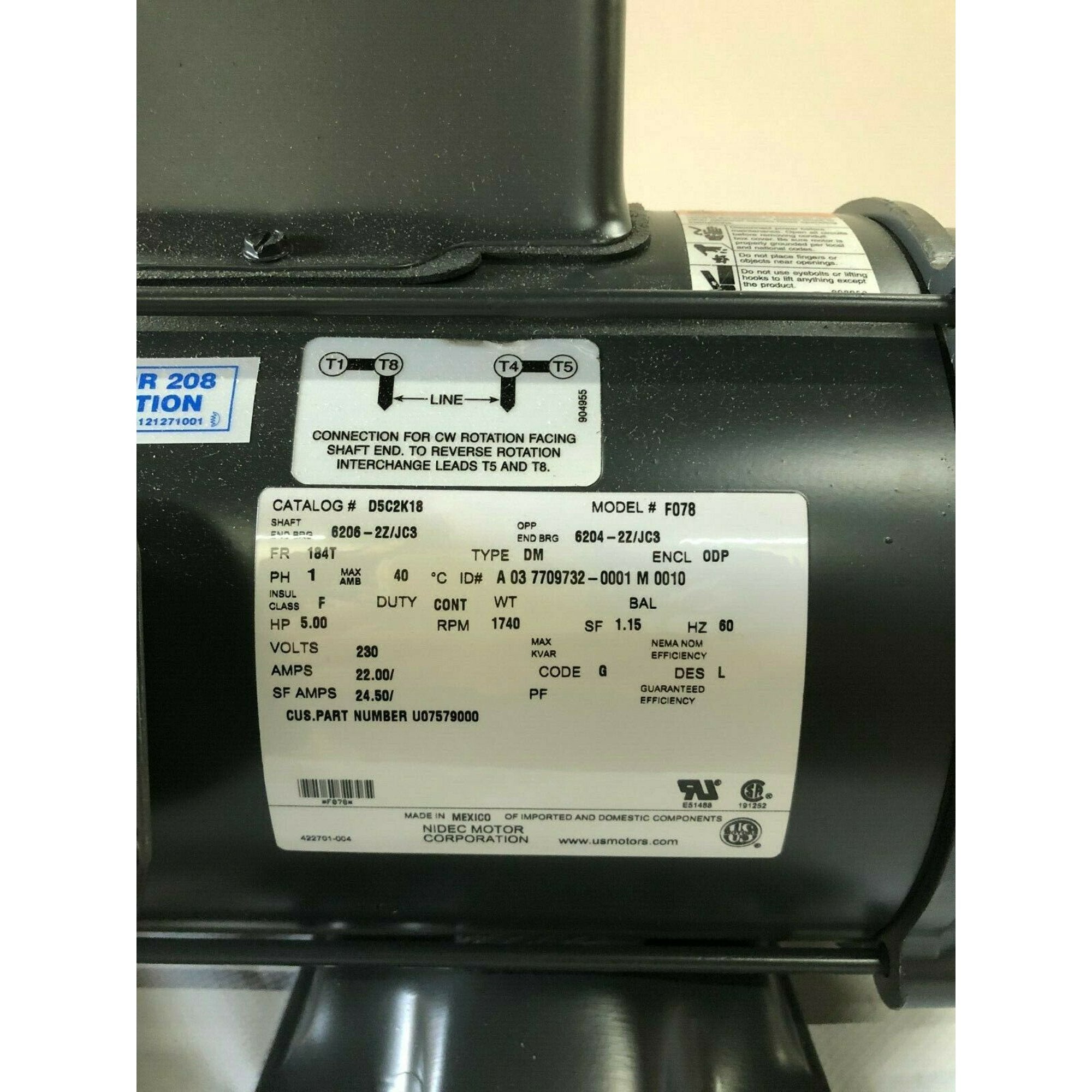 D5C2K18, Air Compressor Motor