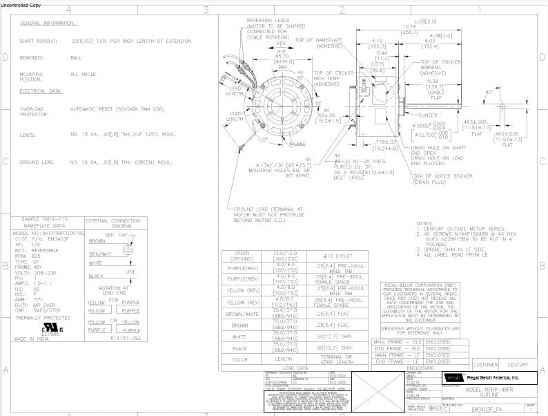 EM3403F HVAC/R Motors, Condenser Fan Motors
