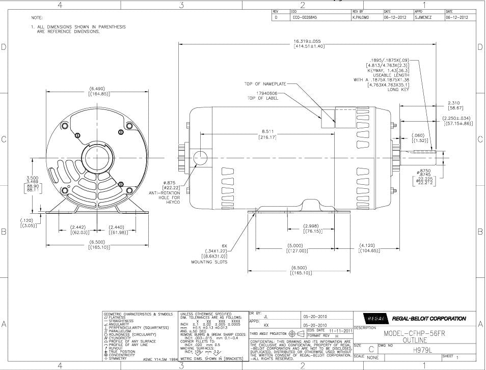 H979L (182779) HVAC/R Motors, OEM Replacement HD60FK652