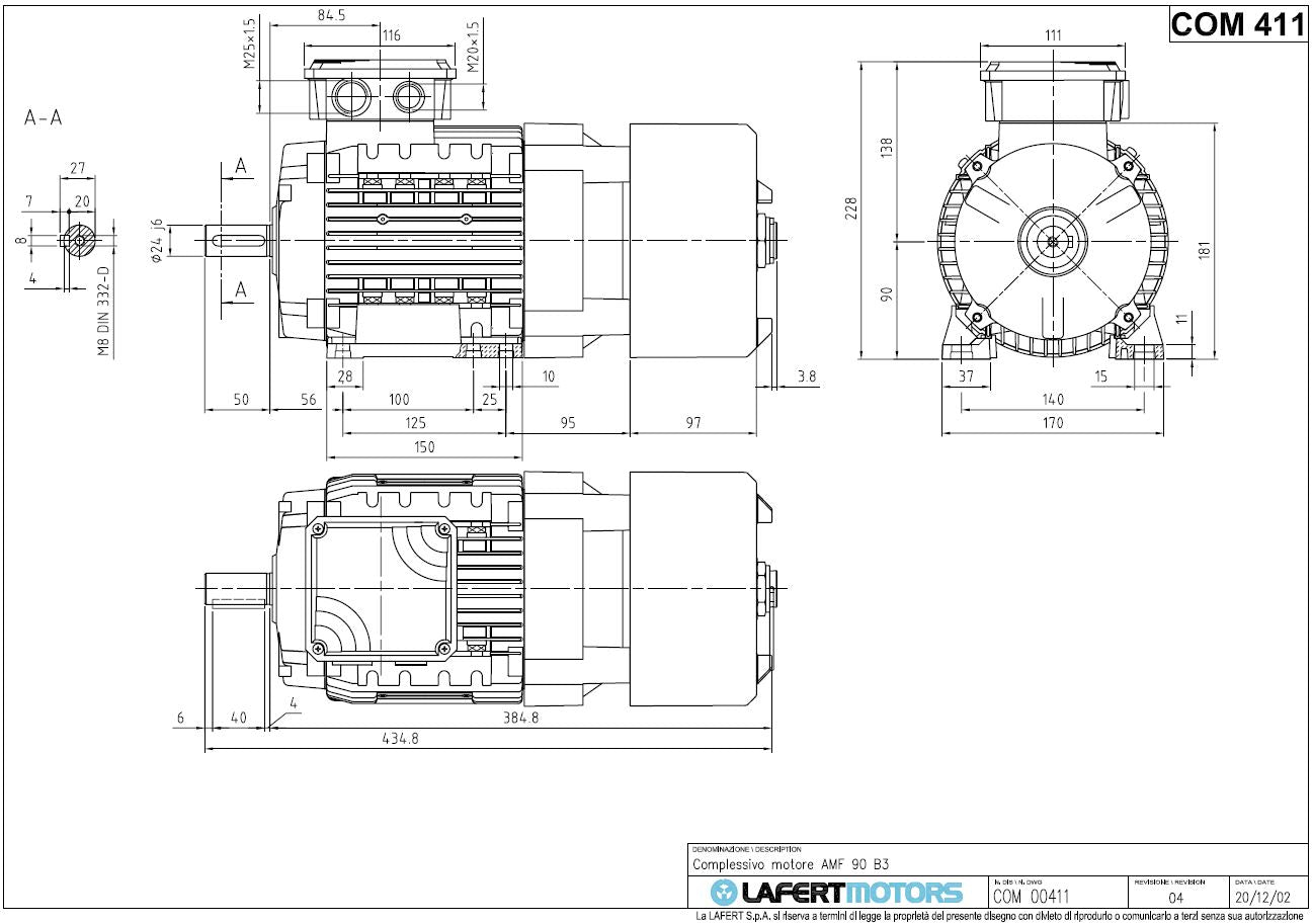 AAFB90LS2/8-575 Metric Brake Motor, Three Phase