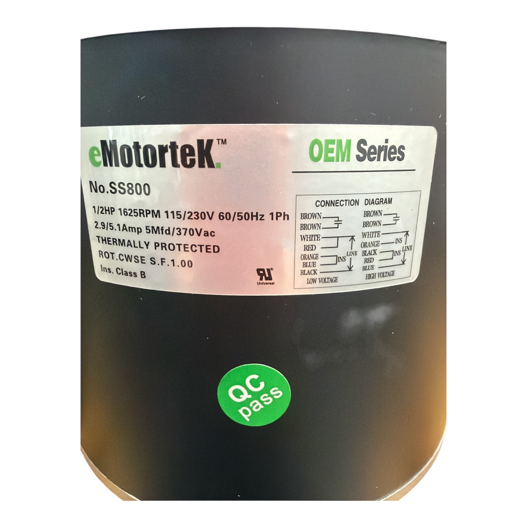 SS800 (7818552), HVAC/R Motors, OEM Replacement Dock Seal Blower Motor