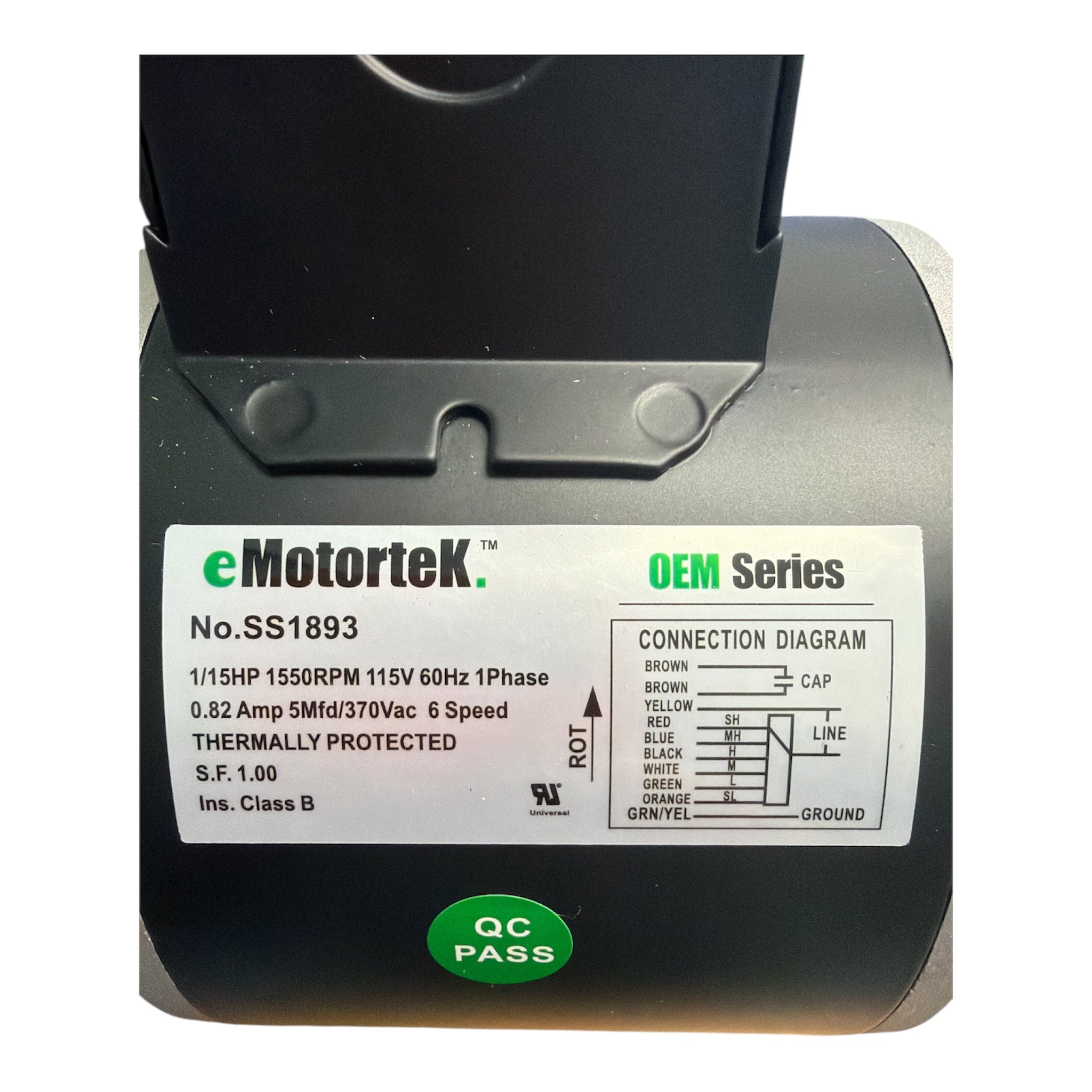 SS1893 HVAC/R Motors, OEM Replacement Elco 3RGBU50-30-6V/1 EC-FC-1893