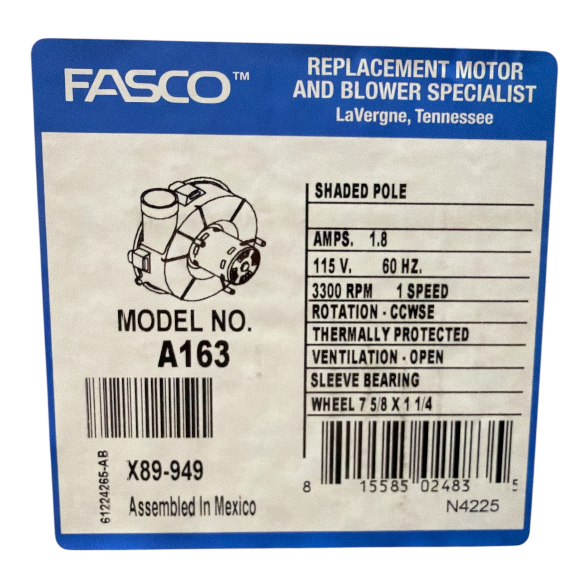 A163 Ventilateur à tirage induit