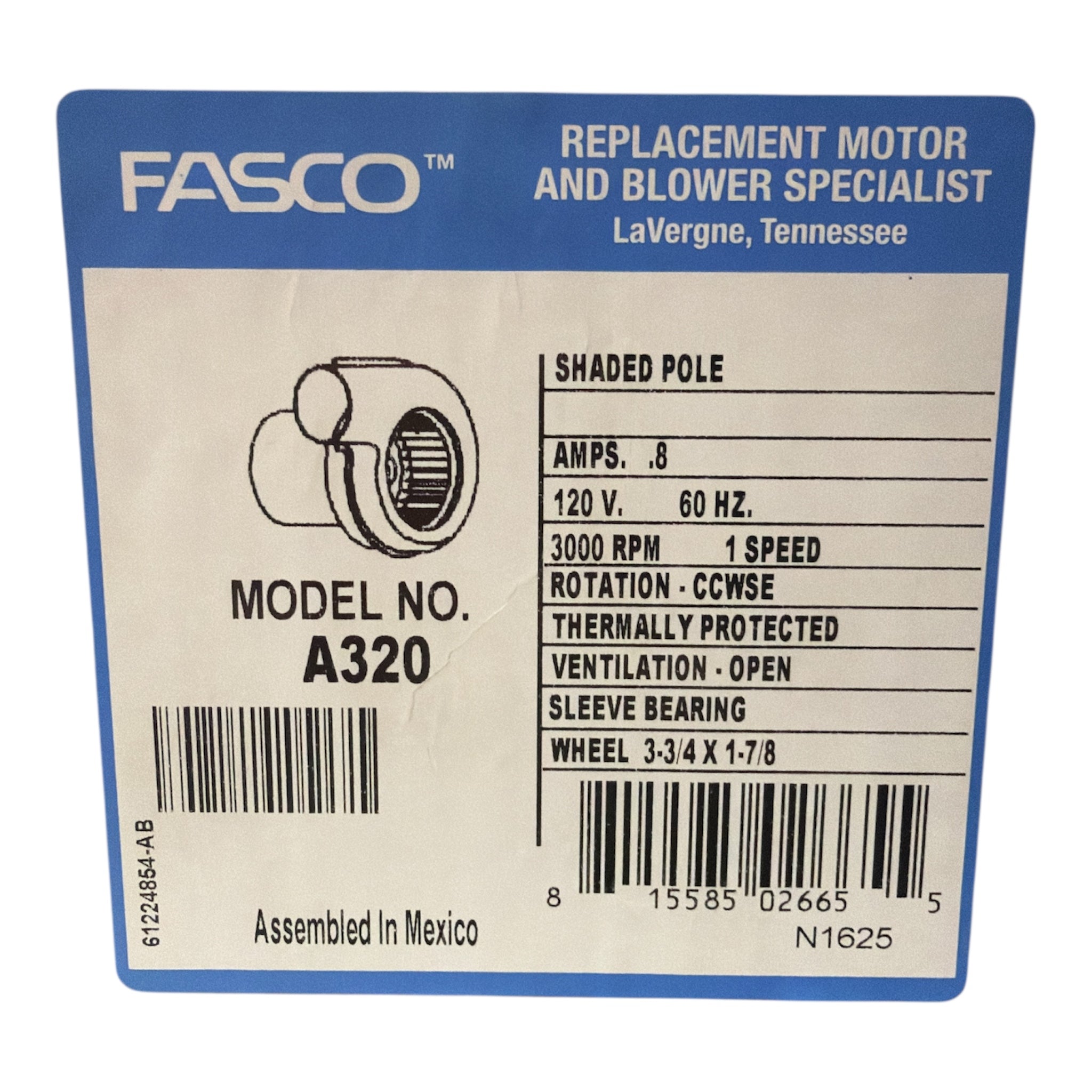 A320  Draft Inducer Blower, OEM Replacement Lennox 7021-9646, Keeprite 101154-01 27K6101, 7021-9466