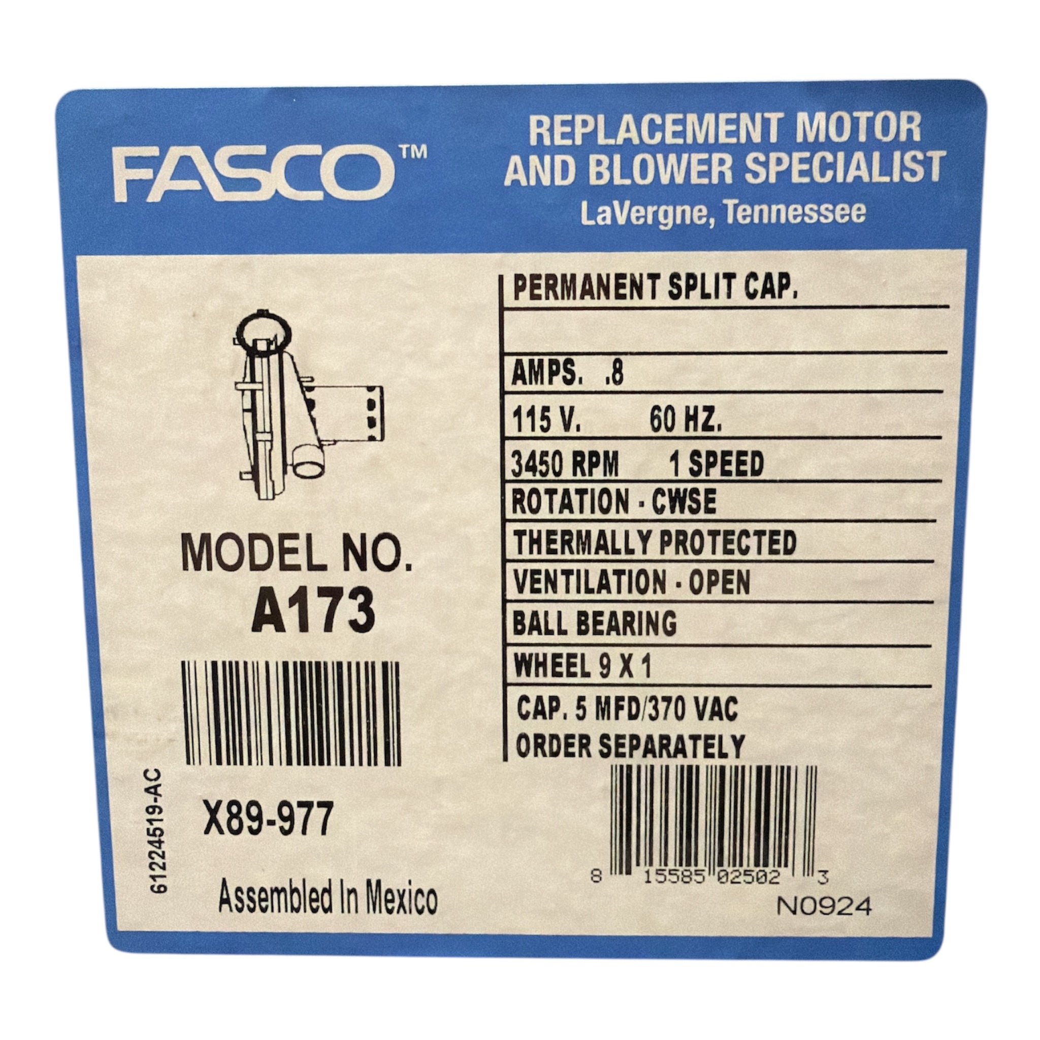 A173 Ventilateur à tirage induit 