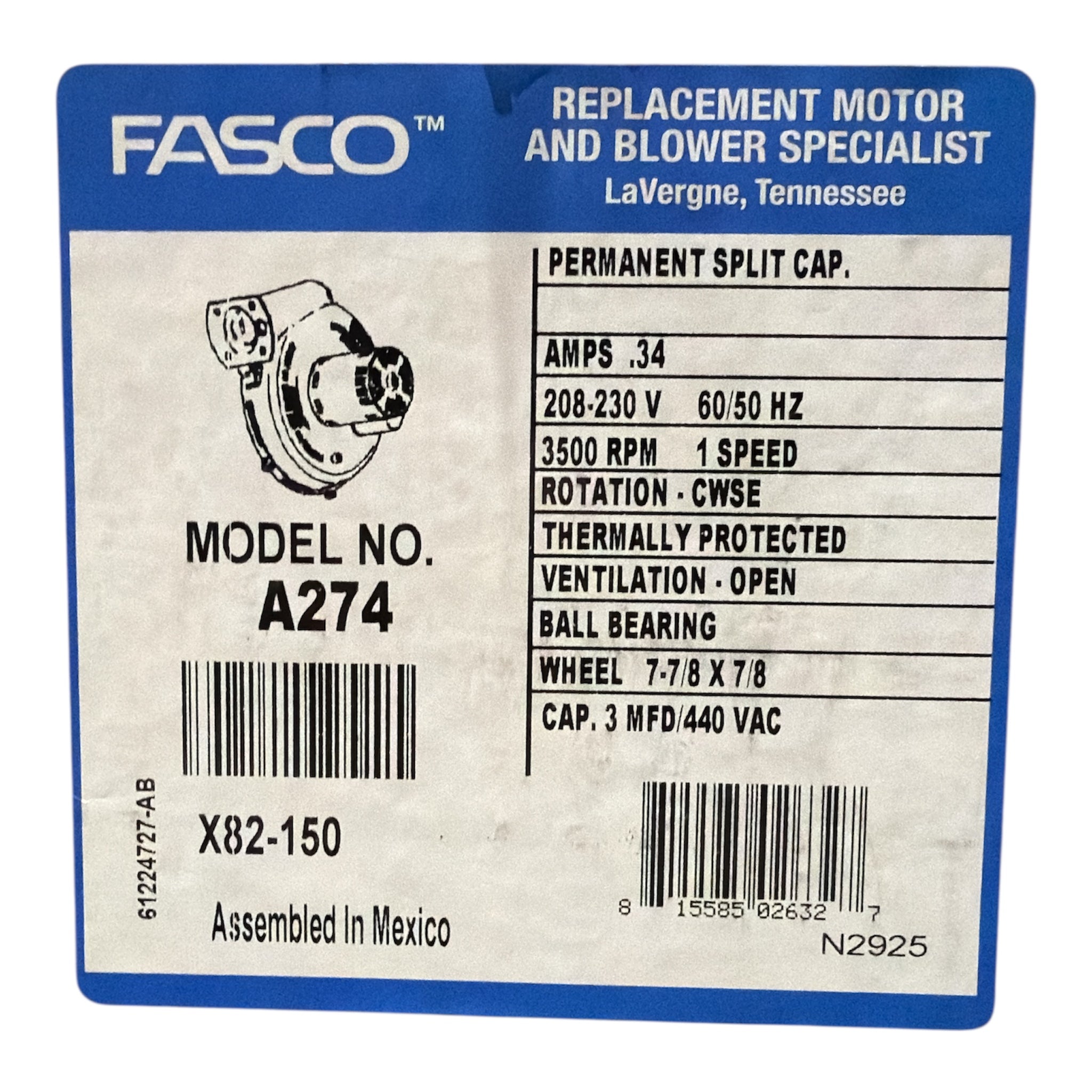 A274 Ventilateur à tirage induit 