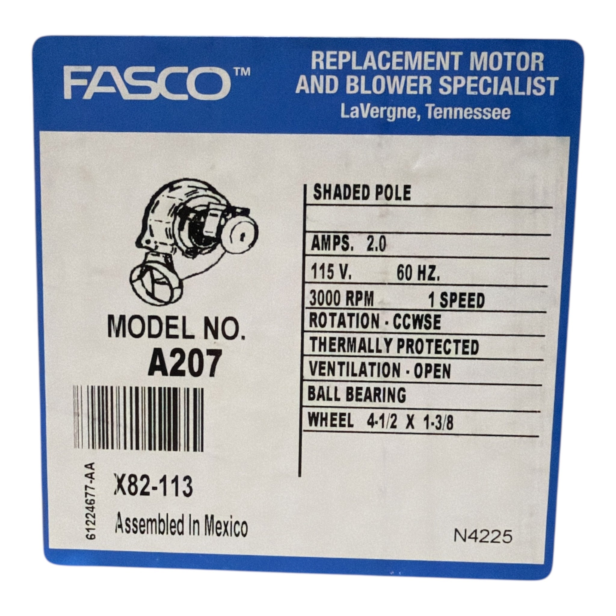 A207 Ventilateur à tirage induit 