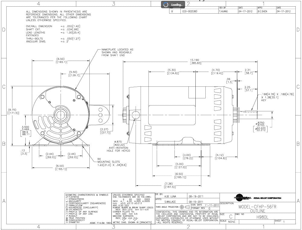 H980L HVAC/R Motors, OEM Replacement HD60FK651